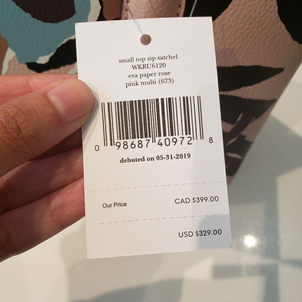 KATE SPADE SMALL TOP ZIP SATCHEL EVA PAPER ROSE - Picture 4 of 4